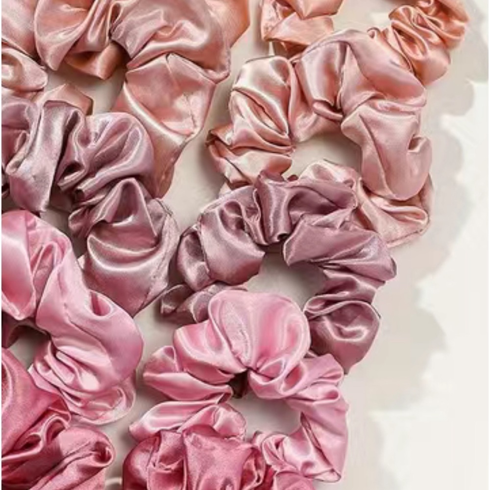 Six Small Faux Satin Scrunchies